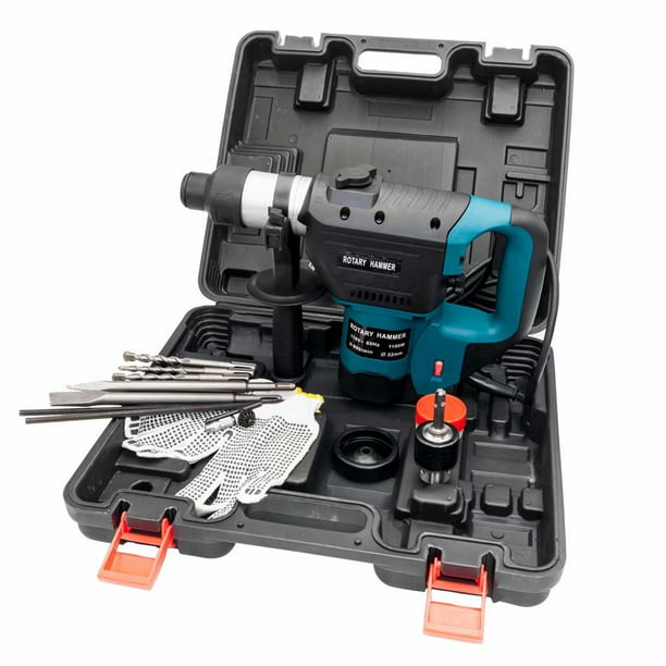 2in1 Electric Hammer Drill Corded Rotary 1000W Variable Speed 3 Drill Bits+Case